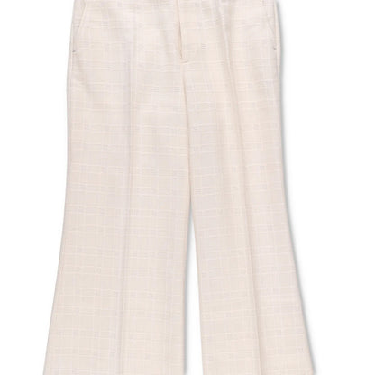 GUCCI Womens Trousers Ivory Cotton Wool Blend Check Flared Leg 40 RRP 550 — View 3