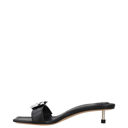 JACQUEMUS Womens Mule Heels Black Leather Metal Buckle Open Toe UK 3 RRP 400 — View 4
