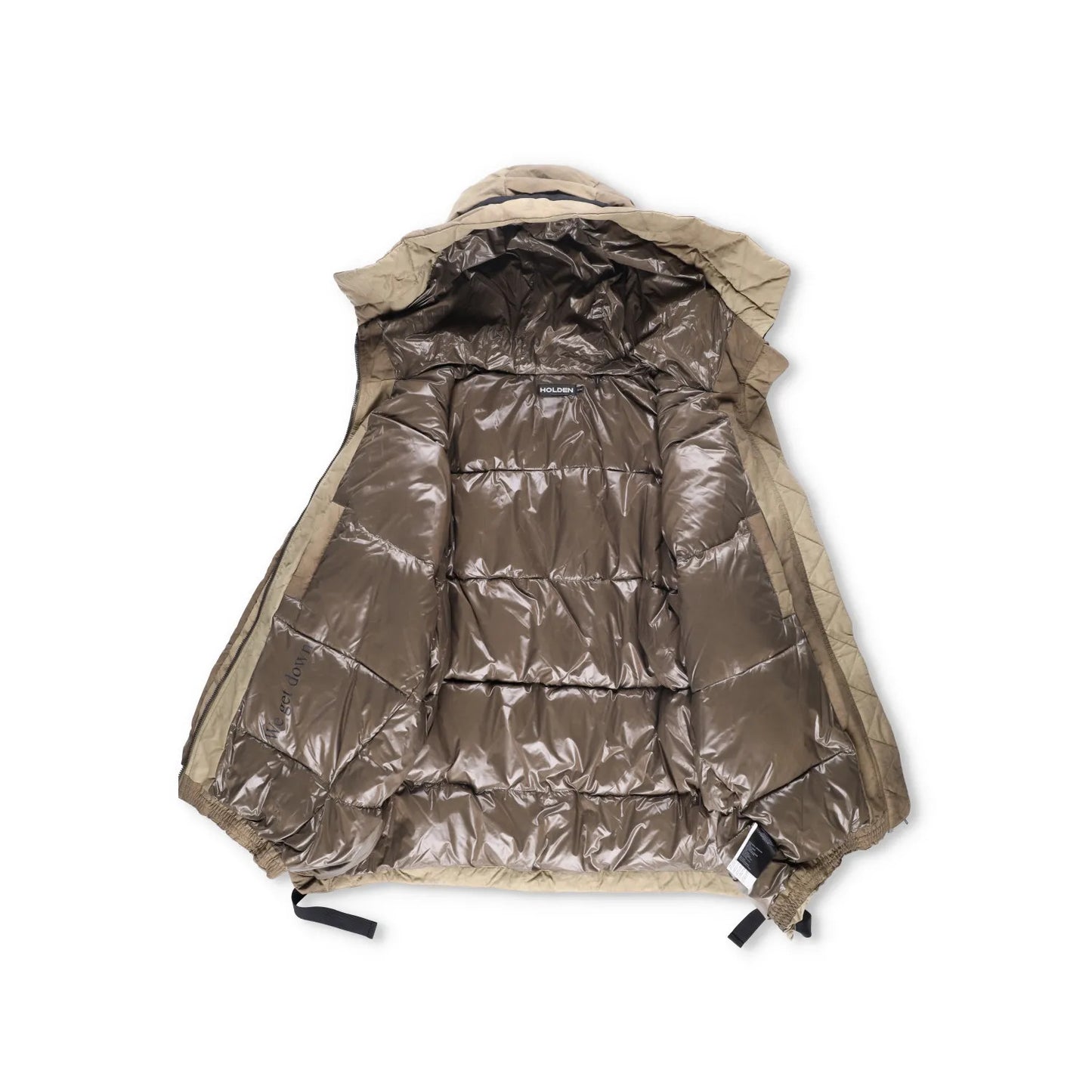 HOLDEN Mens Beige Hooded Puffer Jacket Nylon Polyamide Zip Closure S-M RRP 800 — View 6