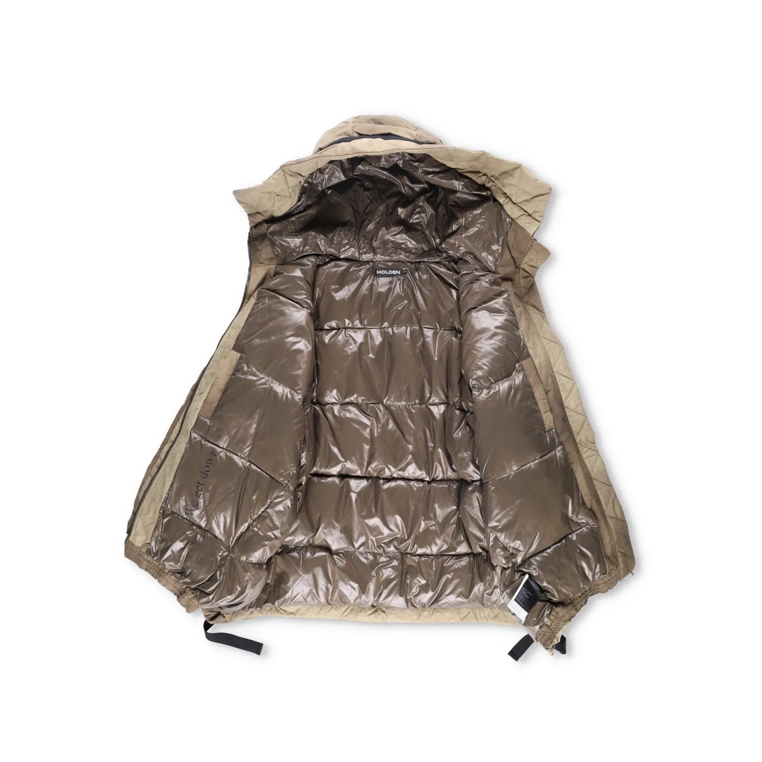 HOLDEN Mens Beige Hooded Puffer Jacket Nylon Polyamide Zip Closure S-M RRP 800 — View 6