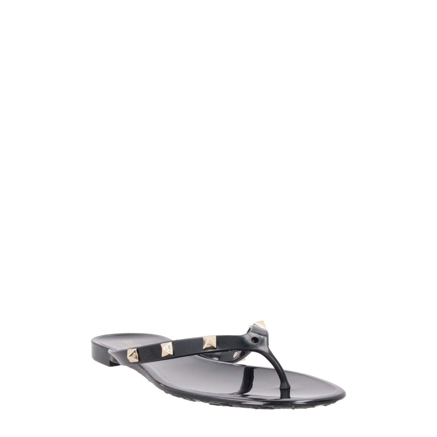 VALENTINO Womens Rockstud Black PVC Flat Sandals Gold Studs Open Toe EU35 RRP380 — View 2