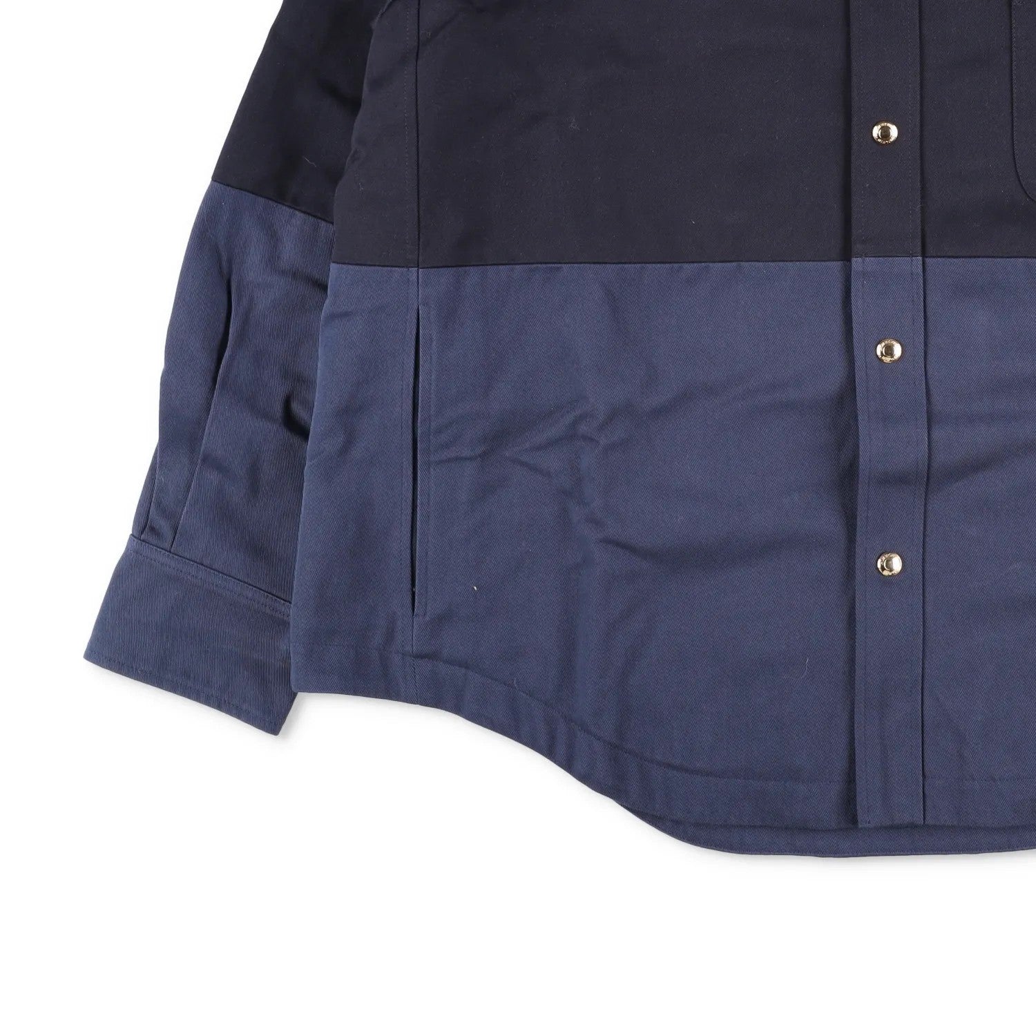 THOM BROWNE Mens Oversized Combo Snap Front Shirt Jacket Black Blue 2 RRP 1840 — View 3