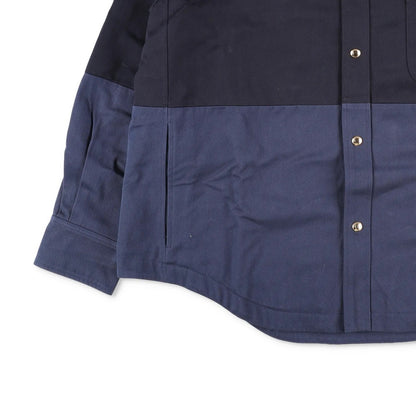 THOM BROWNE Mens Oversized Combo Snap Front Shirt Jacket Black Blue 2 RRP 1840 — View 3