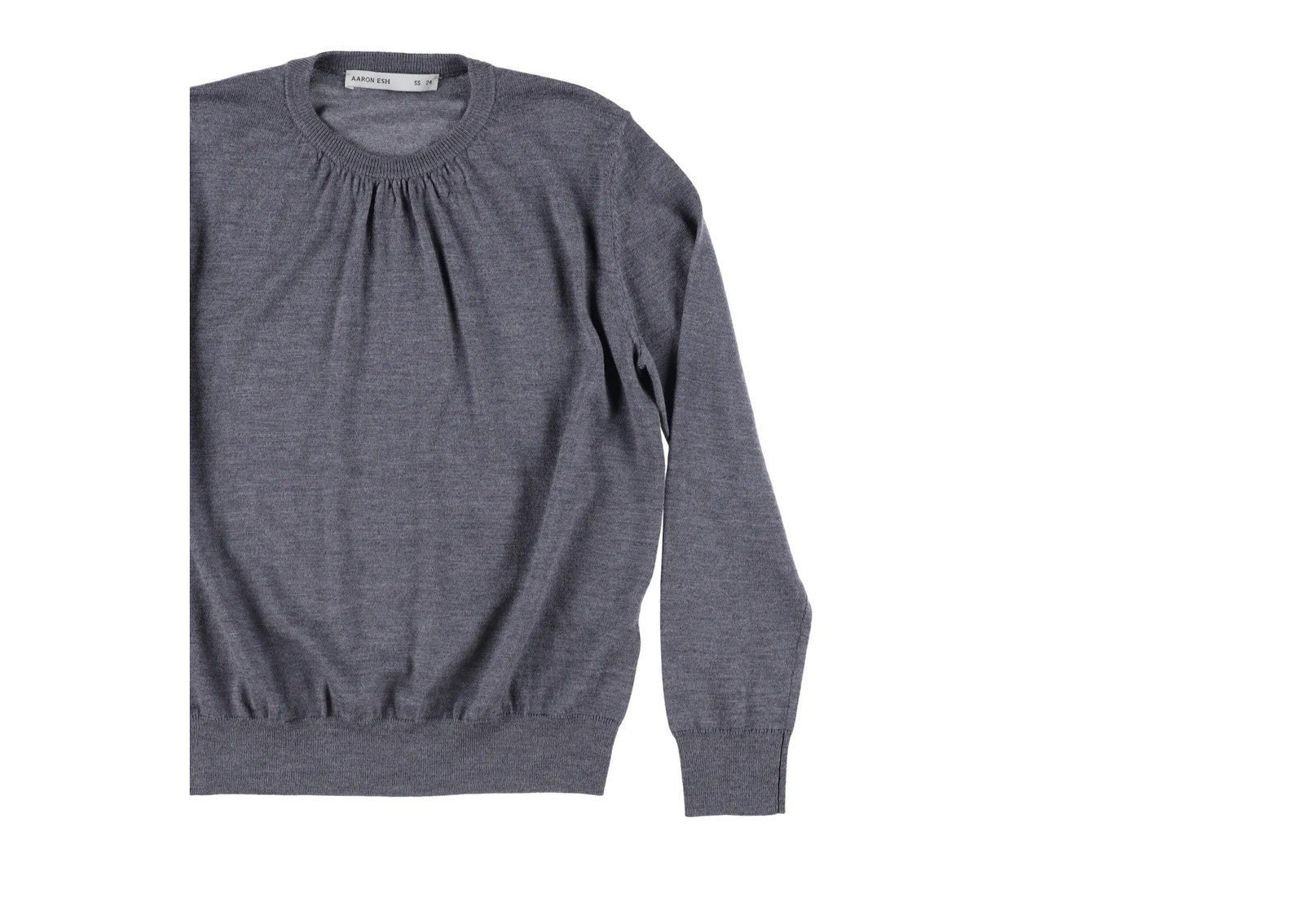 AARON ESH Mens Ruched Neck Crewneck Jumper Grey Long Sleeve Size 24 RRP 260 — View 5