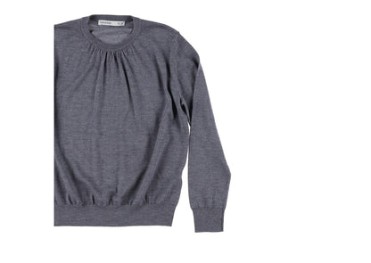 AARON ESH Mens Ruched Neck Crewneck Jumper Grey Long Sleeve Size 24 RRP 260 — View 5