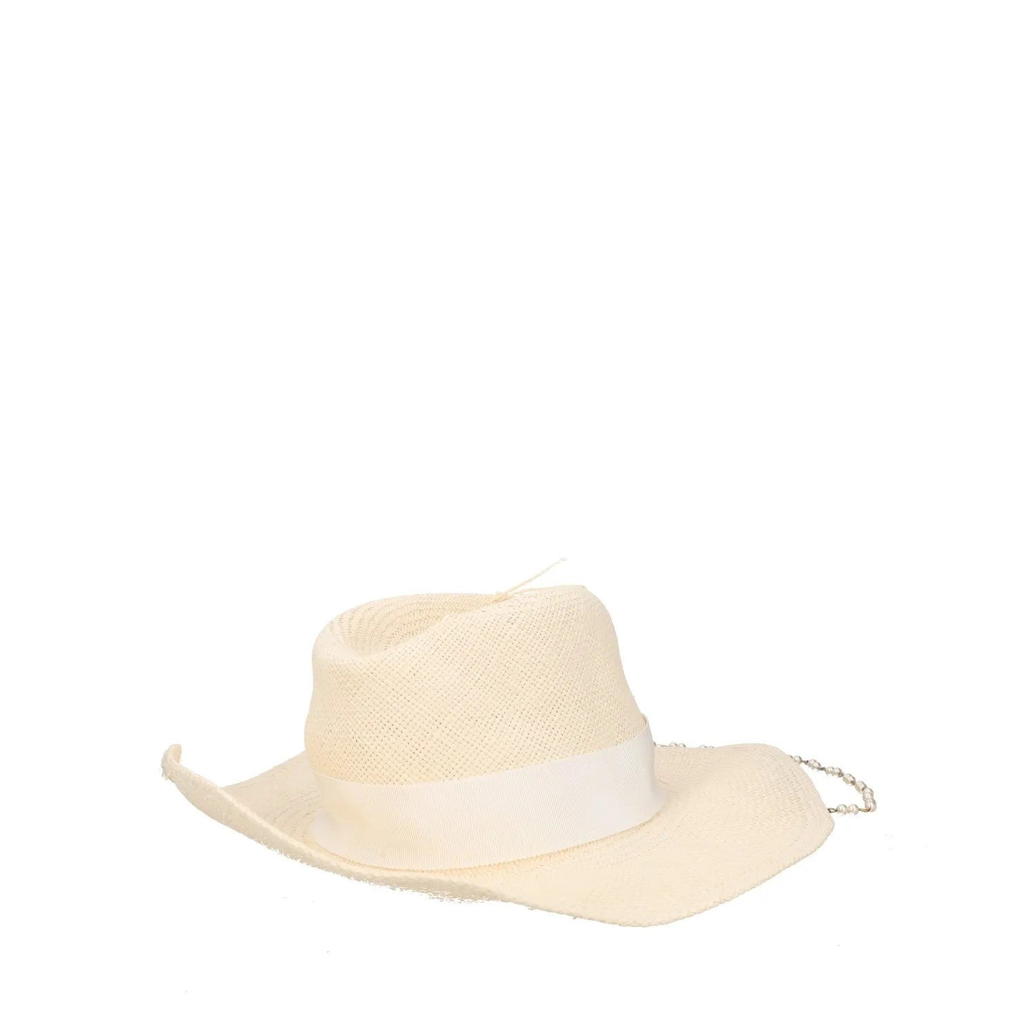 RUSLAN BAGINSKIY Womens Double Chain Strap Fedora Hat White Size M RRP 300 — View 5