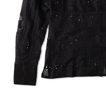 73 LONDON Mens Cut Work Broderie Long Sleeve Shirt Button-Up Black 42 RRP 443.9 — View 5