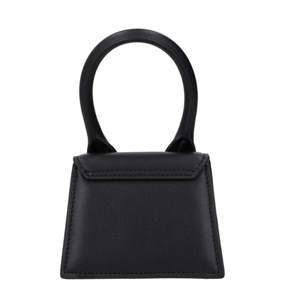 JACQUEMUS Womens Satchel Top Handle Bag Black Leather Silver Logo XS RRP 450 — View 4