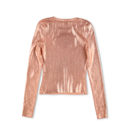 DIESEL Womens Knitwear Top Shades Of Metallic Foil Oval T-Shirt Orange S RRP 225 — View 4