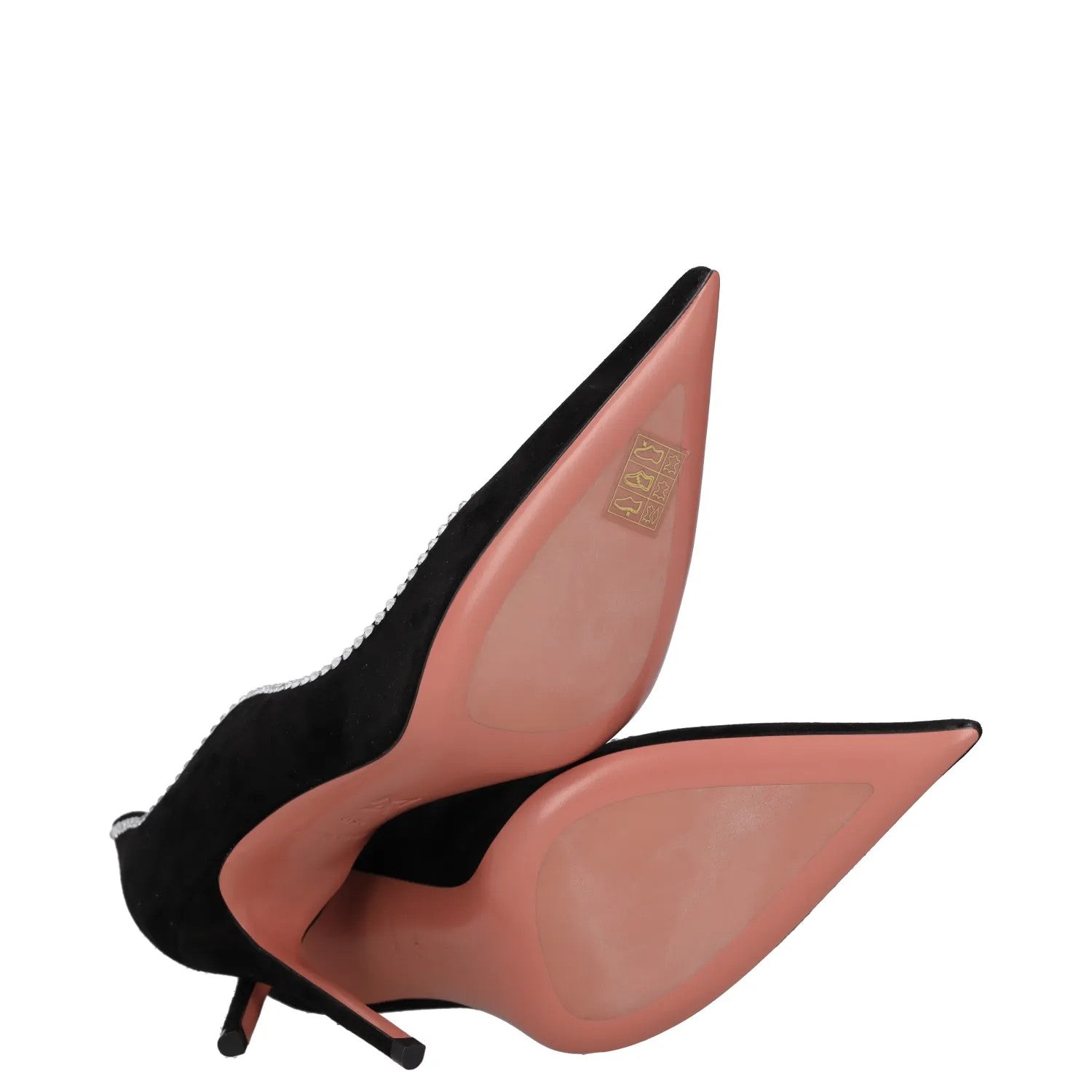 AMINA MUADDI Womens Court Heels Black Leather Rhinestone Stiletto UK 3 RRP 600 — View 8