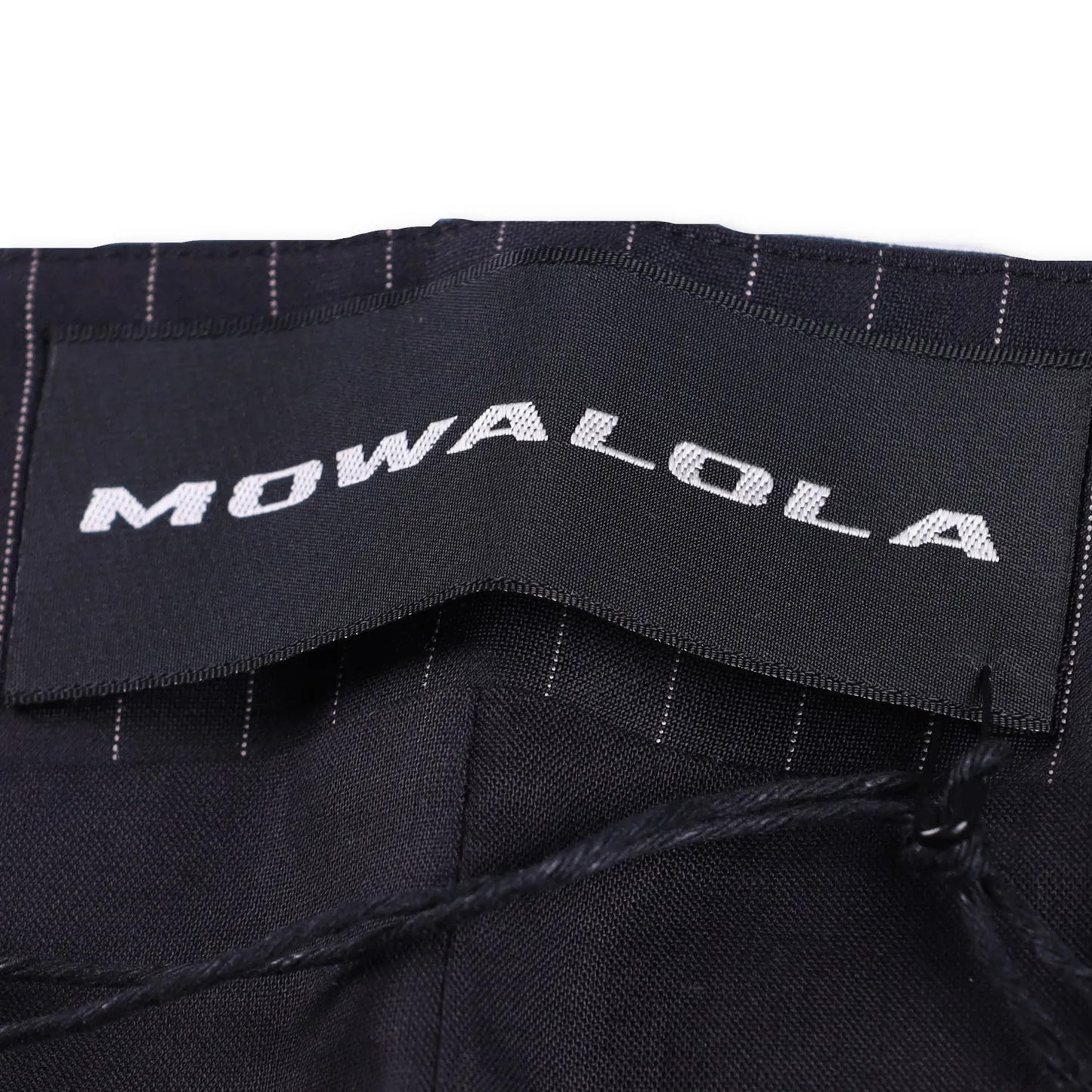MOWALOLA Womens Pin Striped Mini Skirt Black Twill Zip Short Size S RRP 270 — View 6