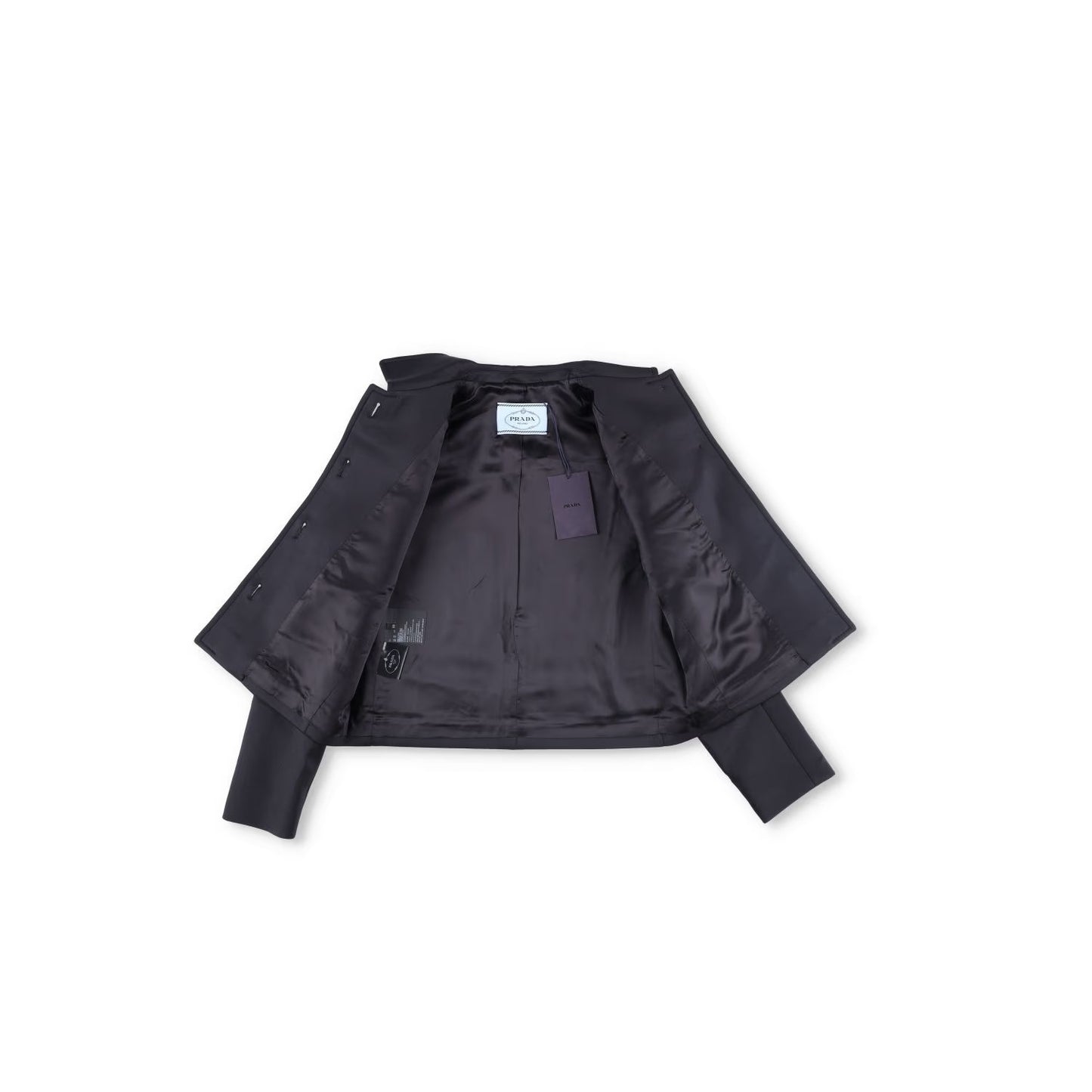 PRADA Womens Black Cropped Jacket Logo Accent Button Closure Size 40 RRP 1700 — View 6
