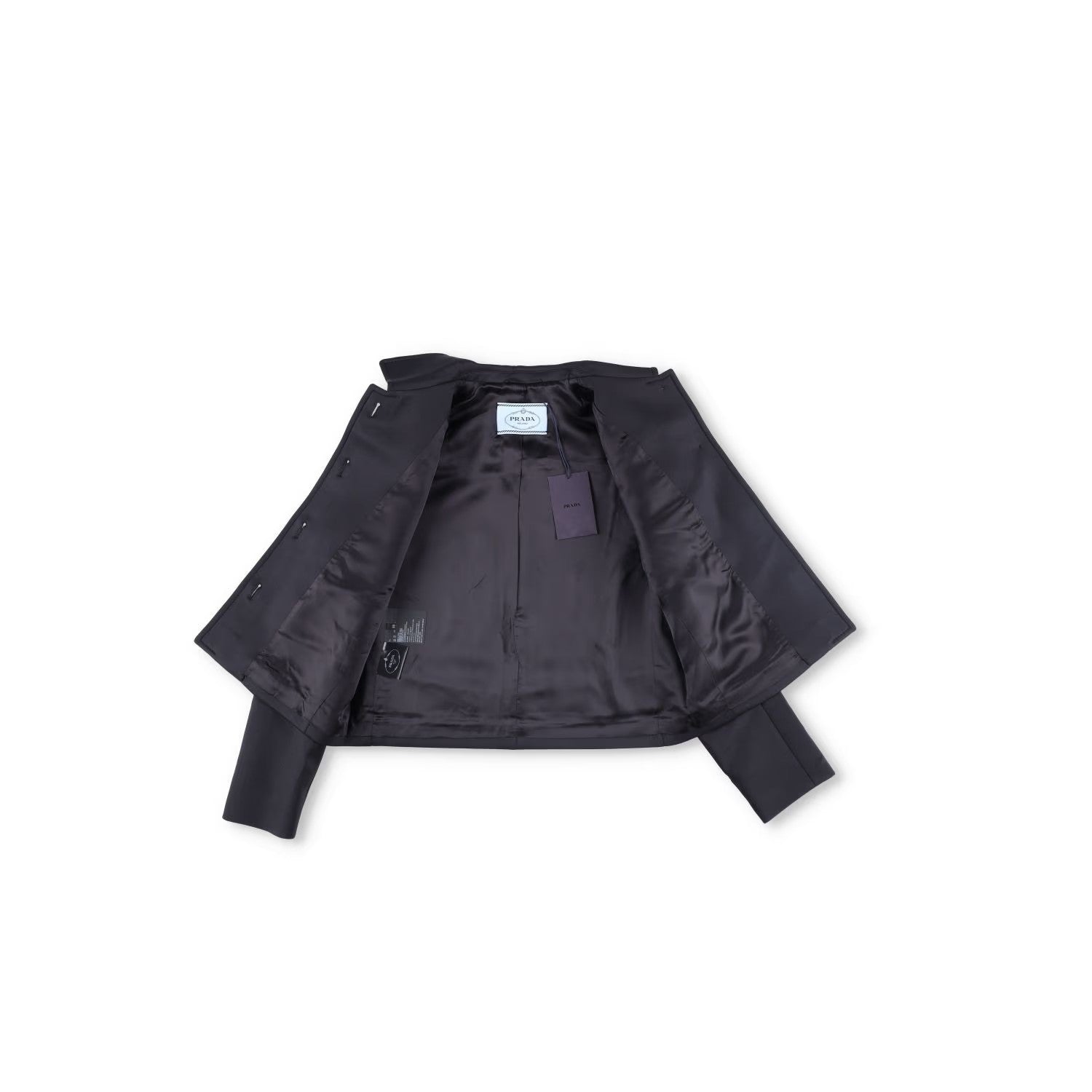 PRADA Womens Black Cropped Jacket Logo Accent Button Closure Size 40 RRP 1700 — View 6