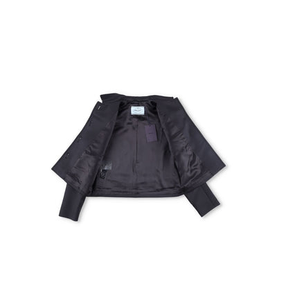 PRADA Womens Black Cropped Jacket Logo Accent Button Closure Size 40 RRP 1700 — View 6