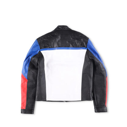 TOM BOY BY FILLES PAPA Mens Leather Jacket Black White Red Blue Size M RRP 700 — View 10