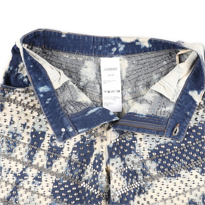 ASHISH Mens Studded Acid Wash Denim Cotton Blue White Size Medium RRP 425 — View 6