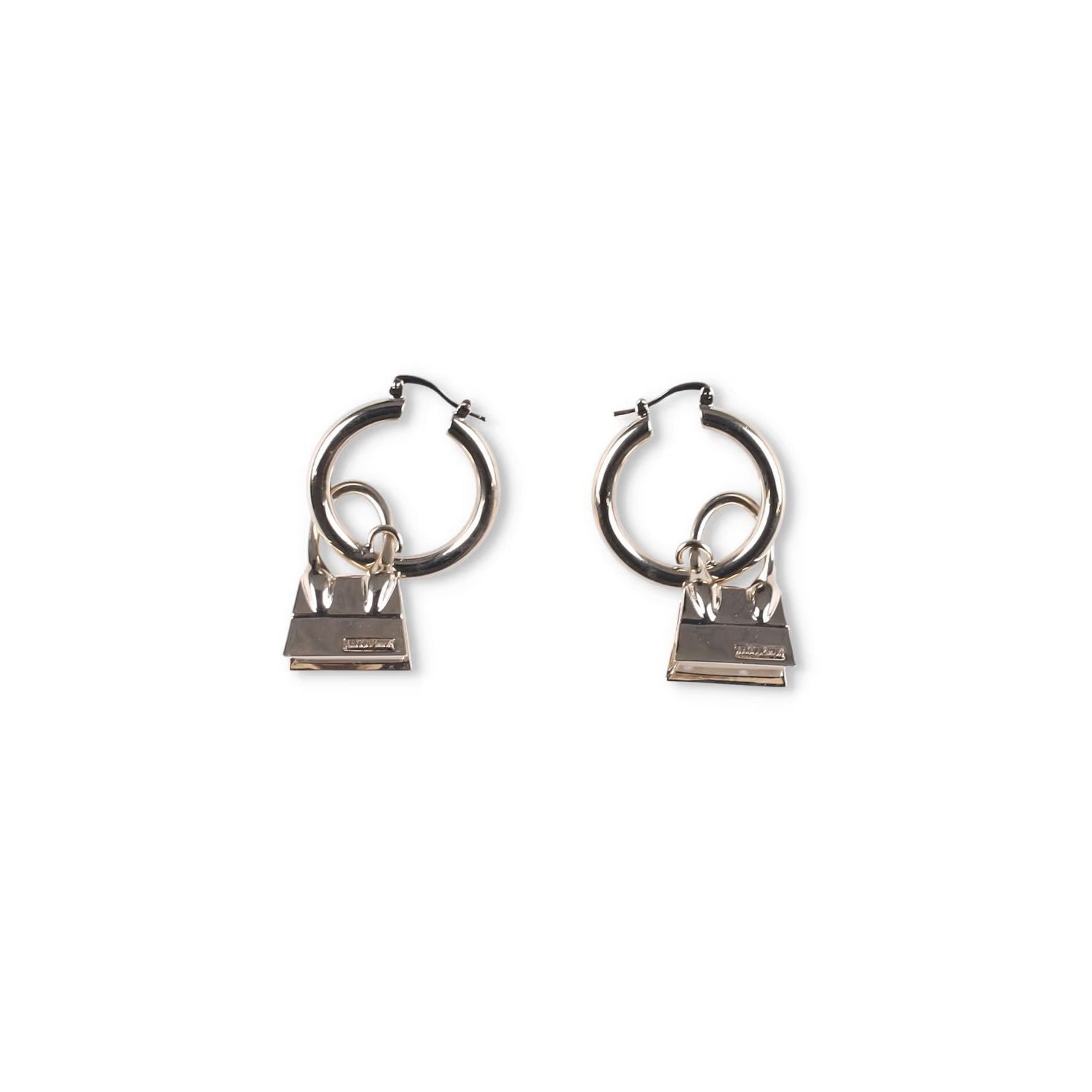 JACQUEMUS Les Creoles Chiquito Dangle Earrings Metallic Snap Closure OS RRP 165 — View 2