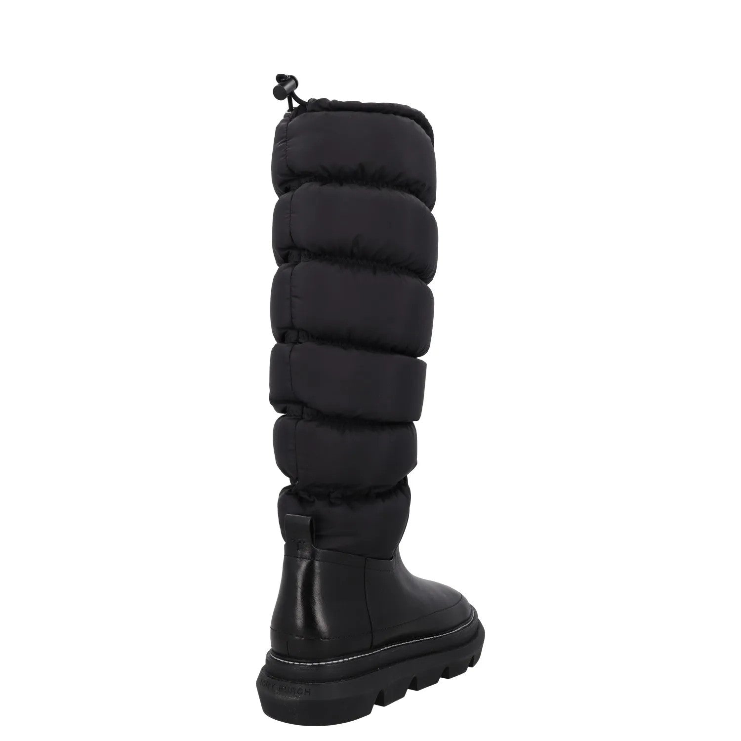 TORY BURCH Womens Knee High Snow Boots Black Leather Drawstring UK 2.5 RRP 350 — View 6