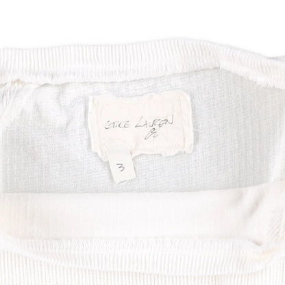 GREG LAUREN Womens White Cotton Pullover Jumper Women Crew Neck Size 3 RRP 350 — View 7