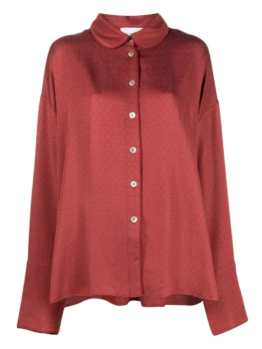 SLEEPER Womens Pastelle Oversized Jacquard Shirt Burgundy L - XL RRP 232