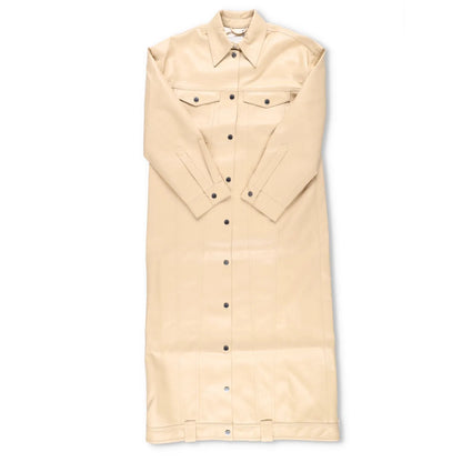 NANUSHKA Women Keano Trench Coat Button Up Leather Beige Neutrals Size L RRP1475 — View 3