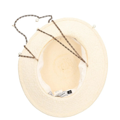 RUSLAN BAGINSKIY Womens Straw Boater Hat Beige Straw White Size M RRP 430 — View 8