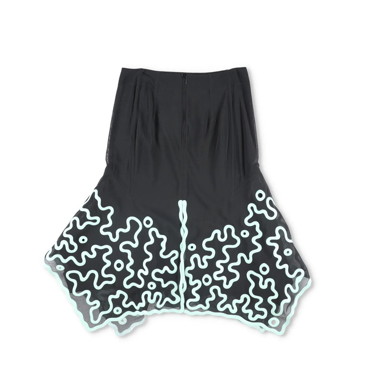 BOTTEGA VENETA Womens Skirt High Waist Asym. Embroidered Flare Green 40 RRP 3905 — View 4