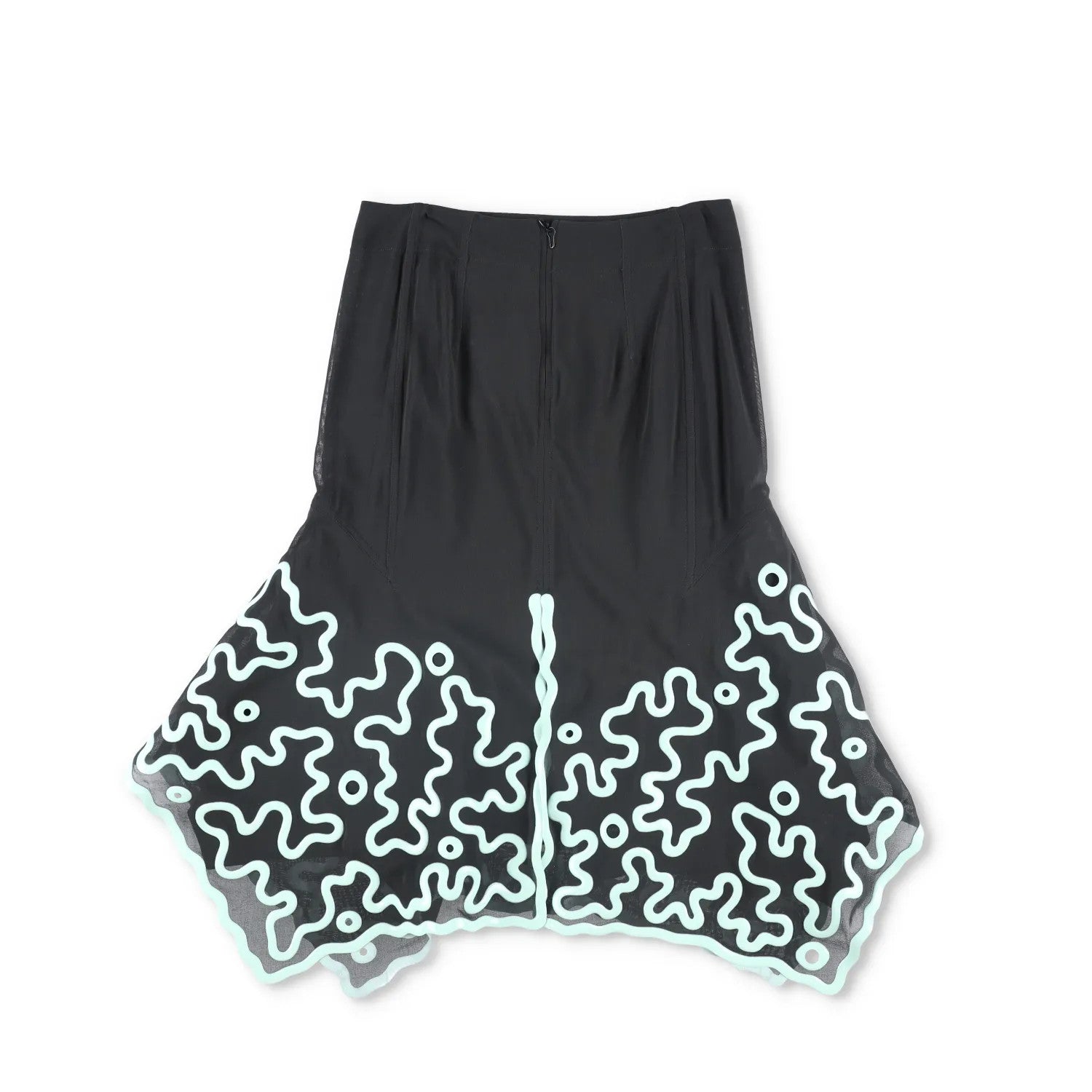 BOTTEGA VENETA Womens Skirt High Waist Asym. Embroidered Flare Green 40 RRP 3905 — View 4