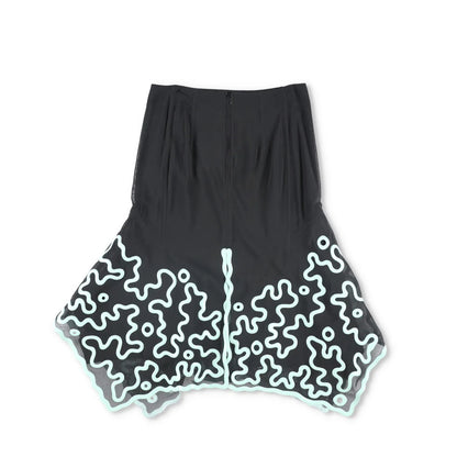 BOTTEGA VENETA Womens Skirt High Waist Asym. Embroidered Flare Green 40 RRP 3905 — View 4