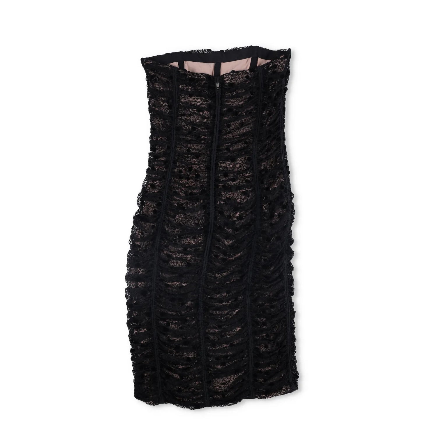 BALENCIAGA Womens Midi Dress Black Viscose Lace Strapless Size 38 RRP 800 — View 5