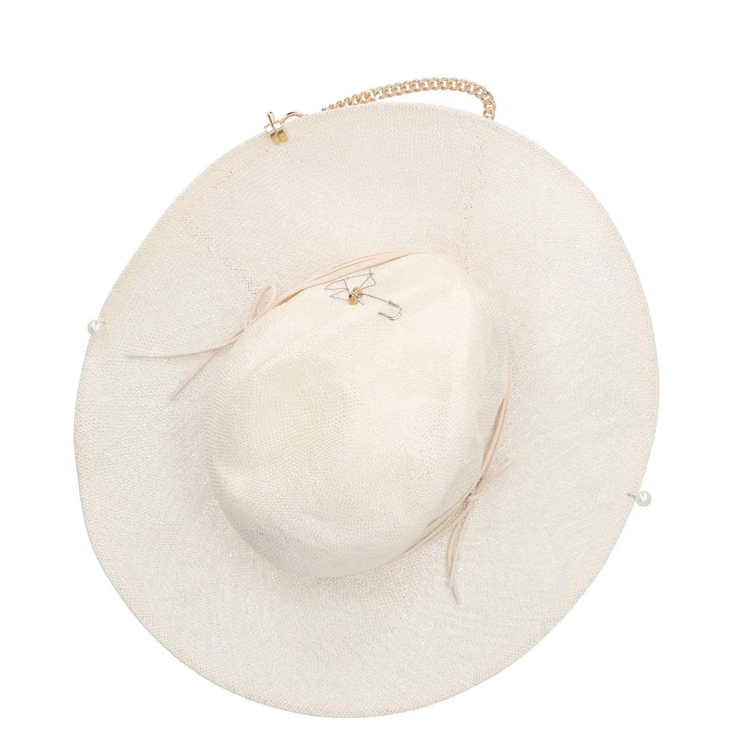 RUSLAN BAGINSKIY Womens Fedora Hat Chain Strap Neutrals Fedoras Size M RRP 345 — View 7