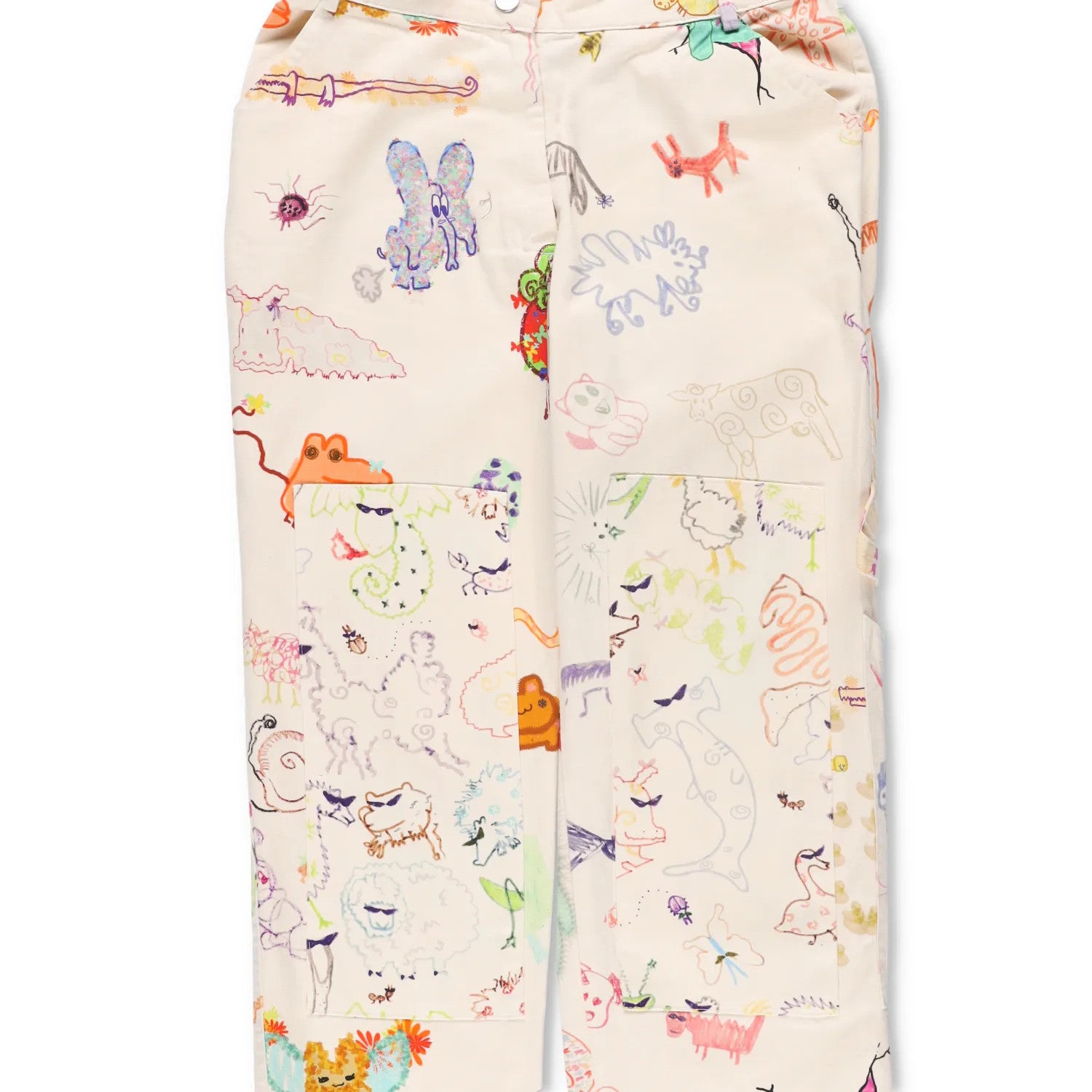 COLLINA STRADA Trousers White Artistic Print Flat Front Cotton Size M RRP 450 — View 3