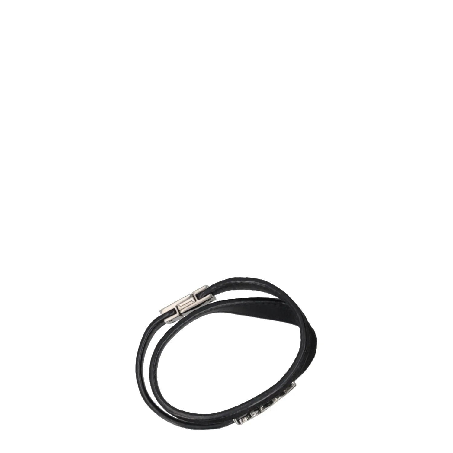 SAINT LAURENT Womens Bracelet Belt Black Leather Silver YSL RRP 275 — View 8