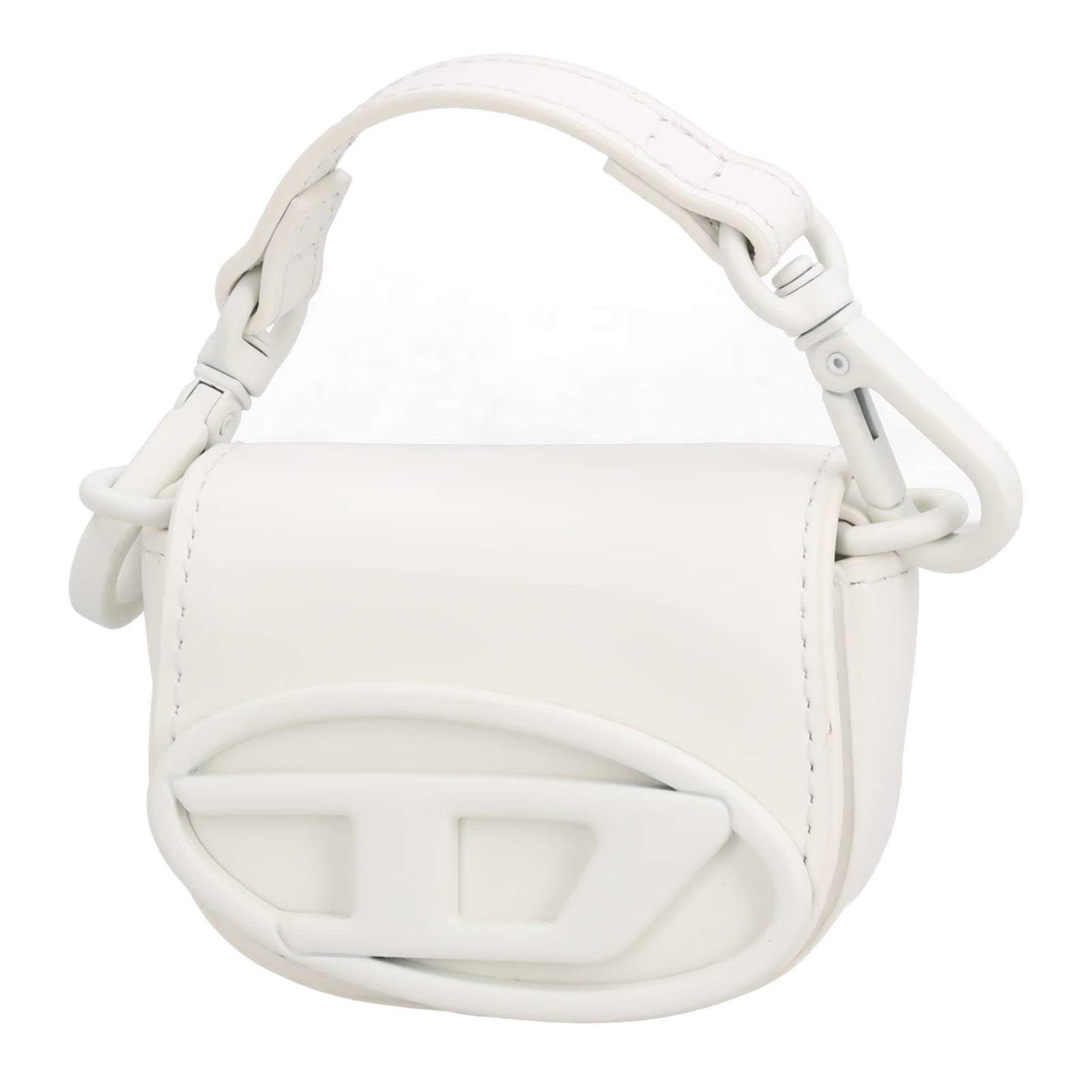 DIESEL Womens MICRO Rubber 1Dr Bag Charm White Leather Logo RRP 200