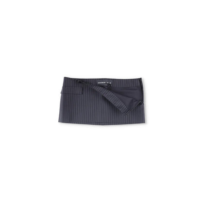MOWALOLA Womens Pin Striped Mini Skirt Black Twill Zip Short Size S RRP 270 — View 5