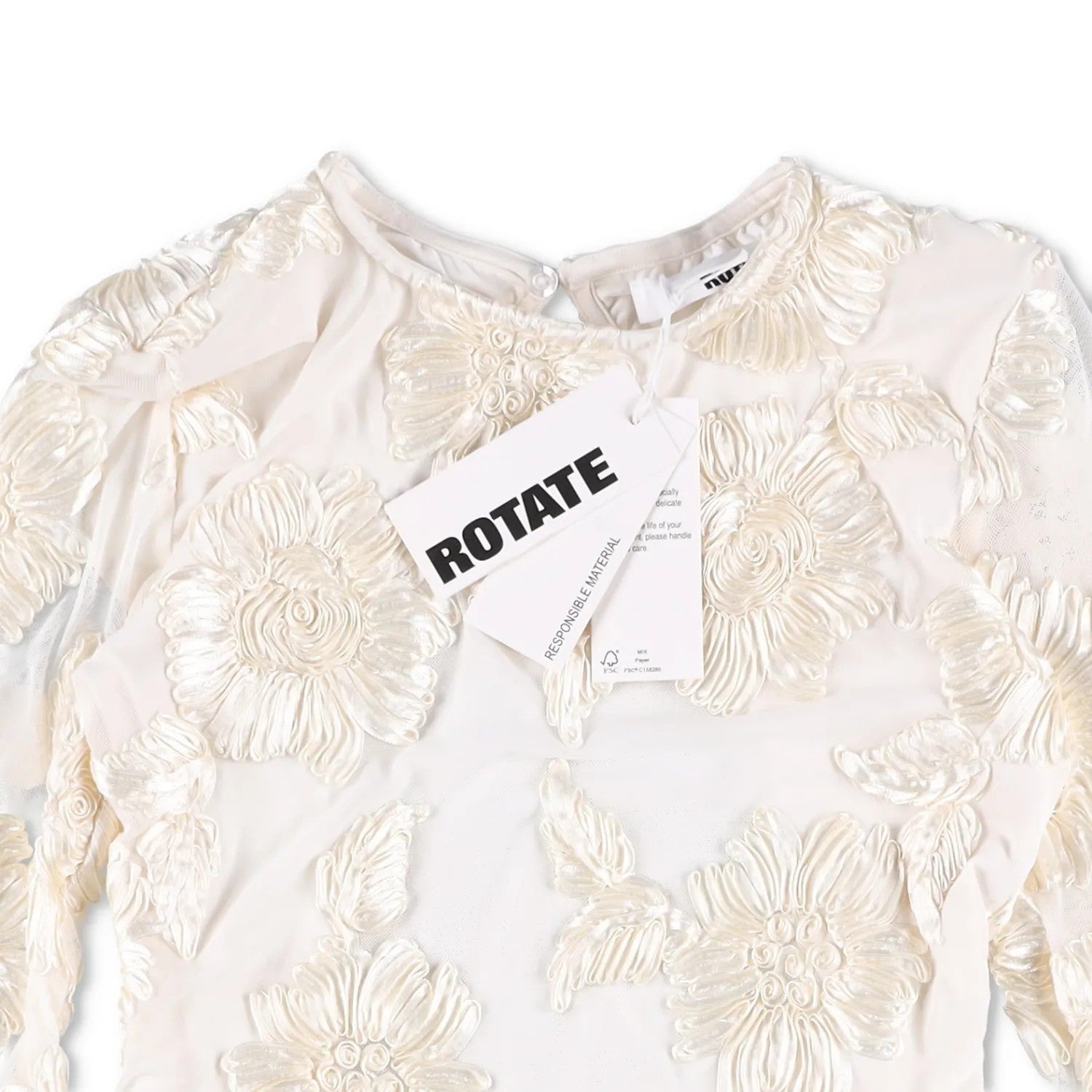 ROTATE Womens Dress Polyester Blend Ivory Lace Floral Flared Sleeve UK 10 RRP200 — View 6