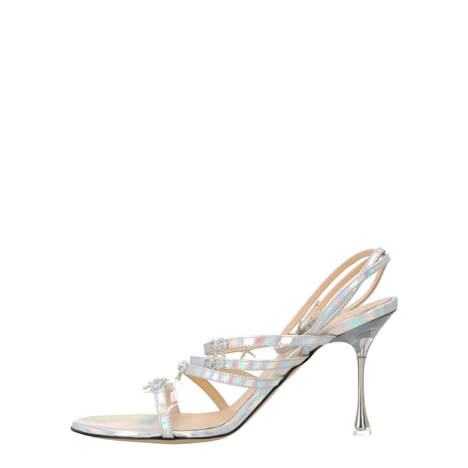 MACH & MACH Women Sandals Silver Crystal Bow Leather Metallic High UK 6 RRP 920 — View 5