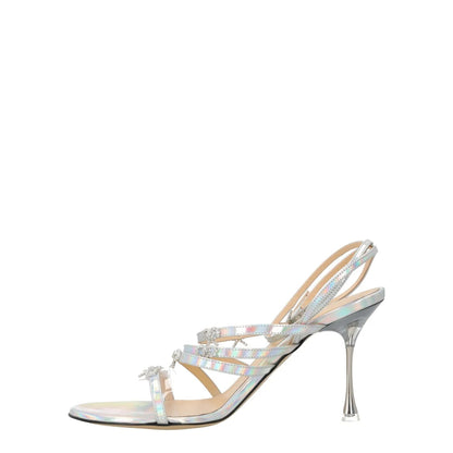 MACH & MACH Women Sandals Silver Crystal Bow Leather Metallic High UK 6 RRP 920 — View 5