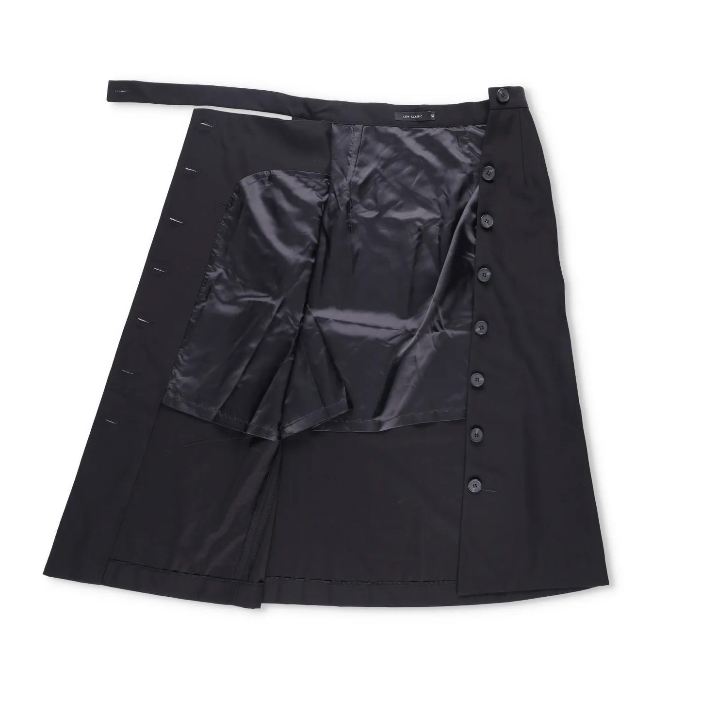 LOW CLASSIC Womens Midi Skirt Button Accents Black Twill Fabric Size S RRP 350 — View 5