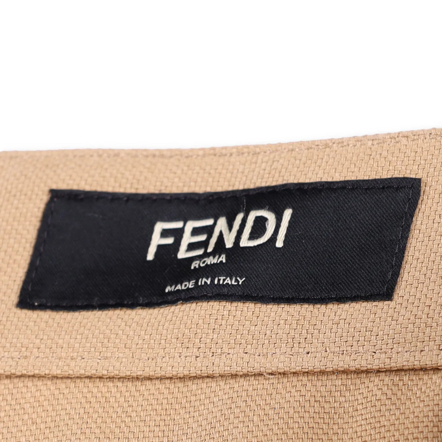 FENDI Mens Bermuda Shorts Paper Canvas Beige Flat Front Zip Size 46 RRP 945 — View 9