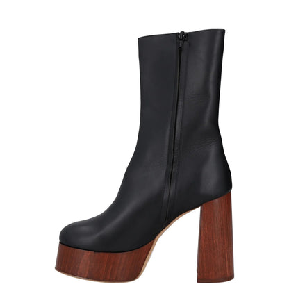 GIABORGHINI Women Platform Boot Black Leather Slip On High Brown Heel UK7 RRP500 — View 4