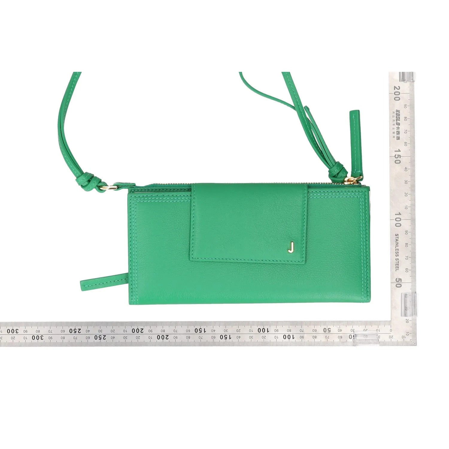 JACQUEMUS Womens Wallet Purse Green Leather Gold Logo Strap Size S RRP 350 — View 6