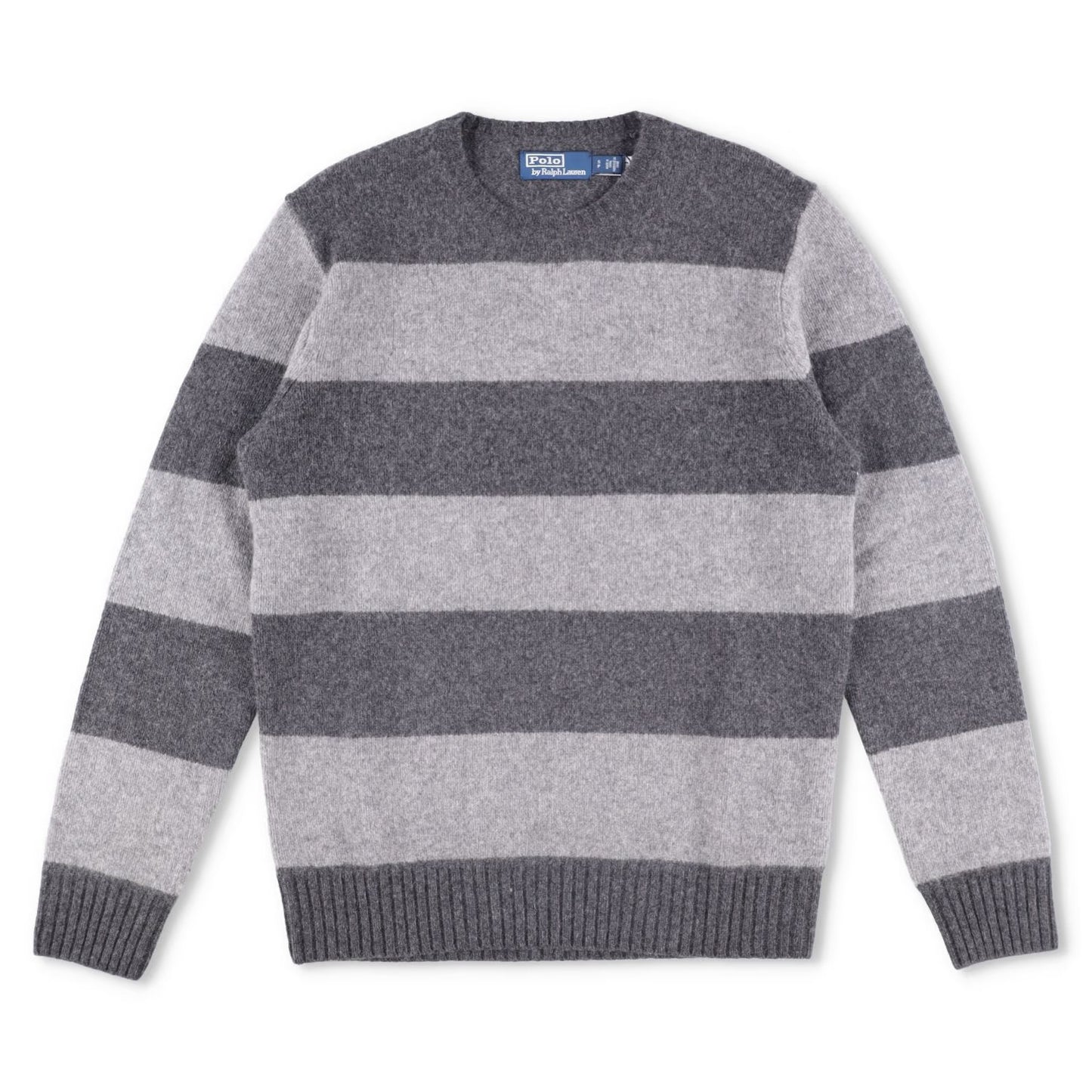 POLO RALPH LAUREN Mens Jumper Grey Knit Logo Striped Long Sleeve Size S RRP 395