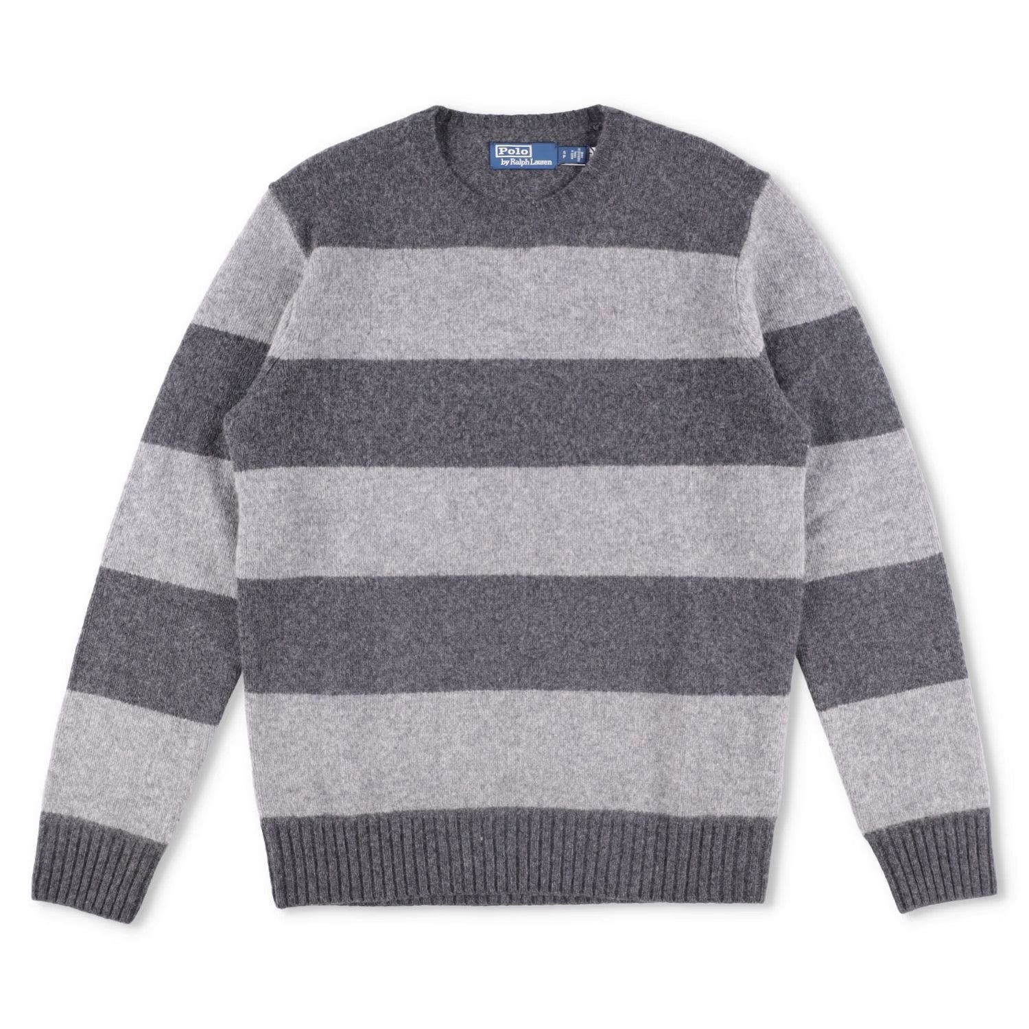POLO RALPH LAUREN Mens Jumper Grey Knit Logo Striped Long Sleeve Size S RRP 395