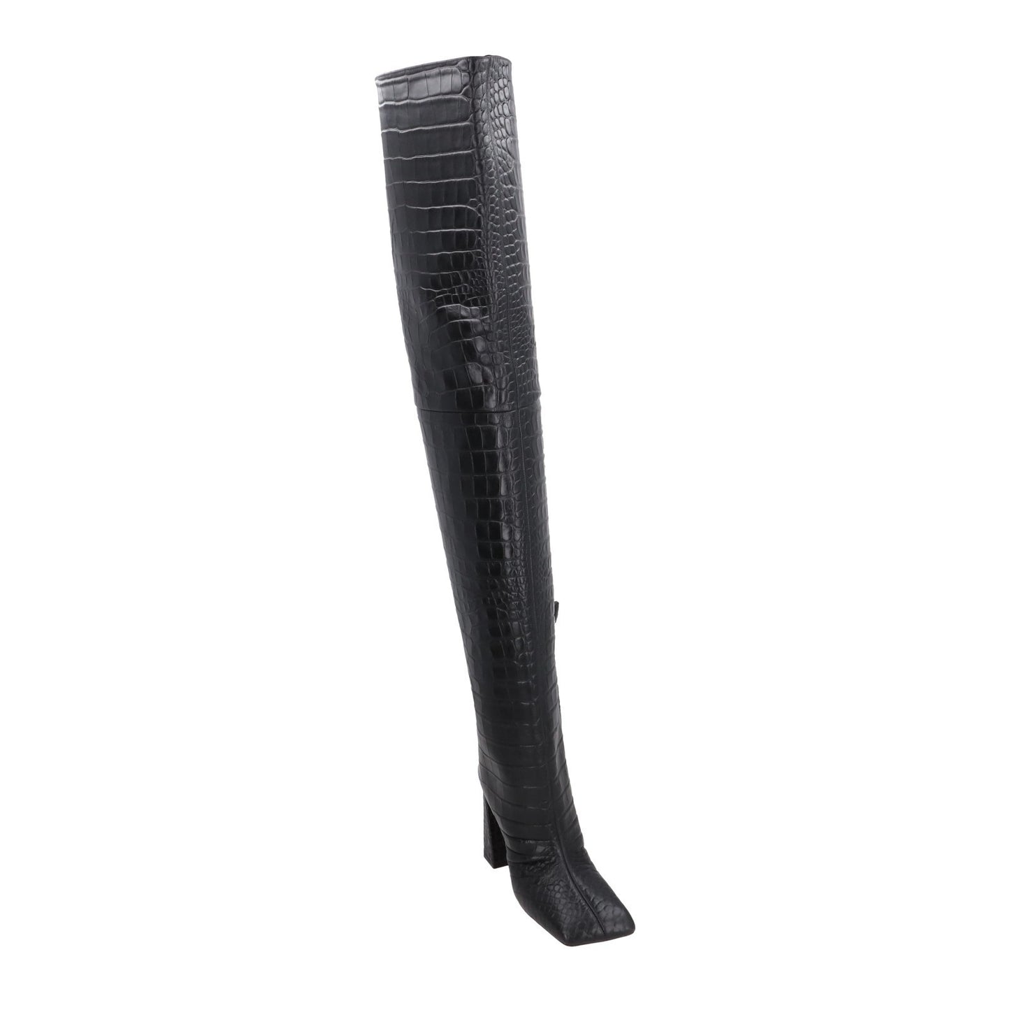 AMINA Womens Marine 95 High Heel Square Toe Thigh High Boot Croc UK 5 RRP 1650 — View 2