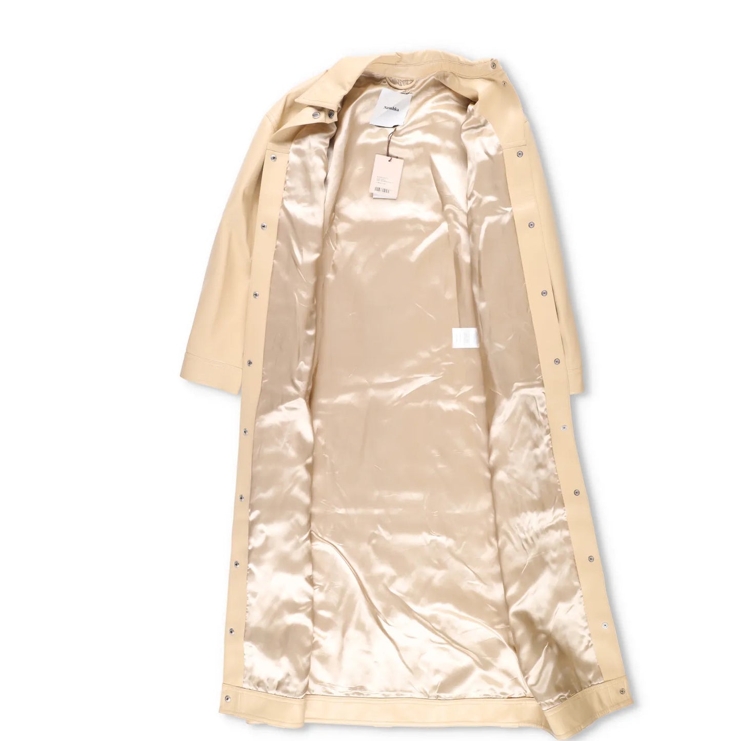 NANUSHKA Women Keano Trench Coat Long Collared Button Up Leather Beige M RRP1475 — View 8