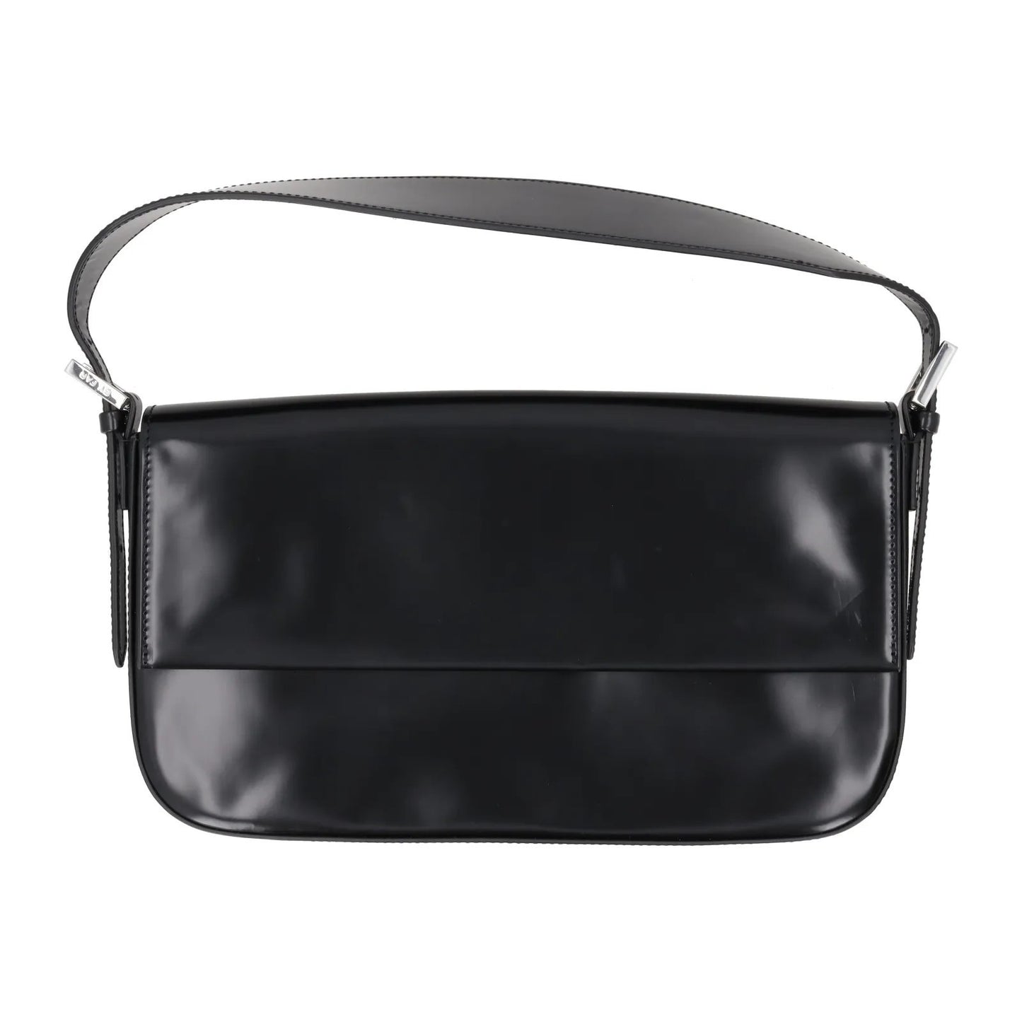 BY FAR Womens Manu Shoulder Bag Semi Patent Leather Black Silver OS RRP 410 — View 7