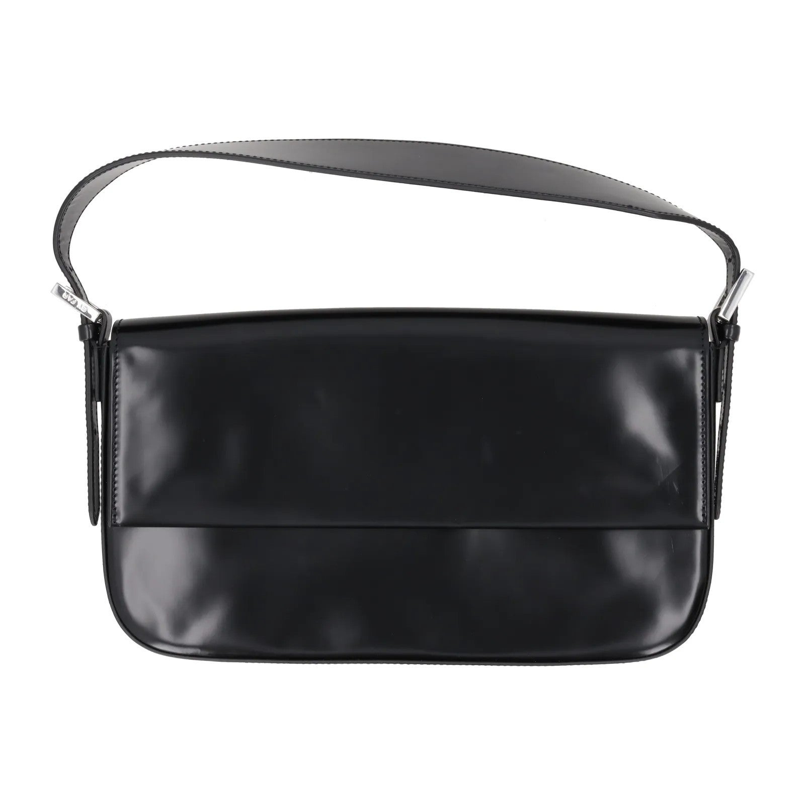 BY FAR Womens Manu Shoulder Bag Semi Patent Leather Black Silver OS RRP 410 — View 7