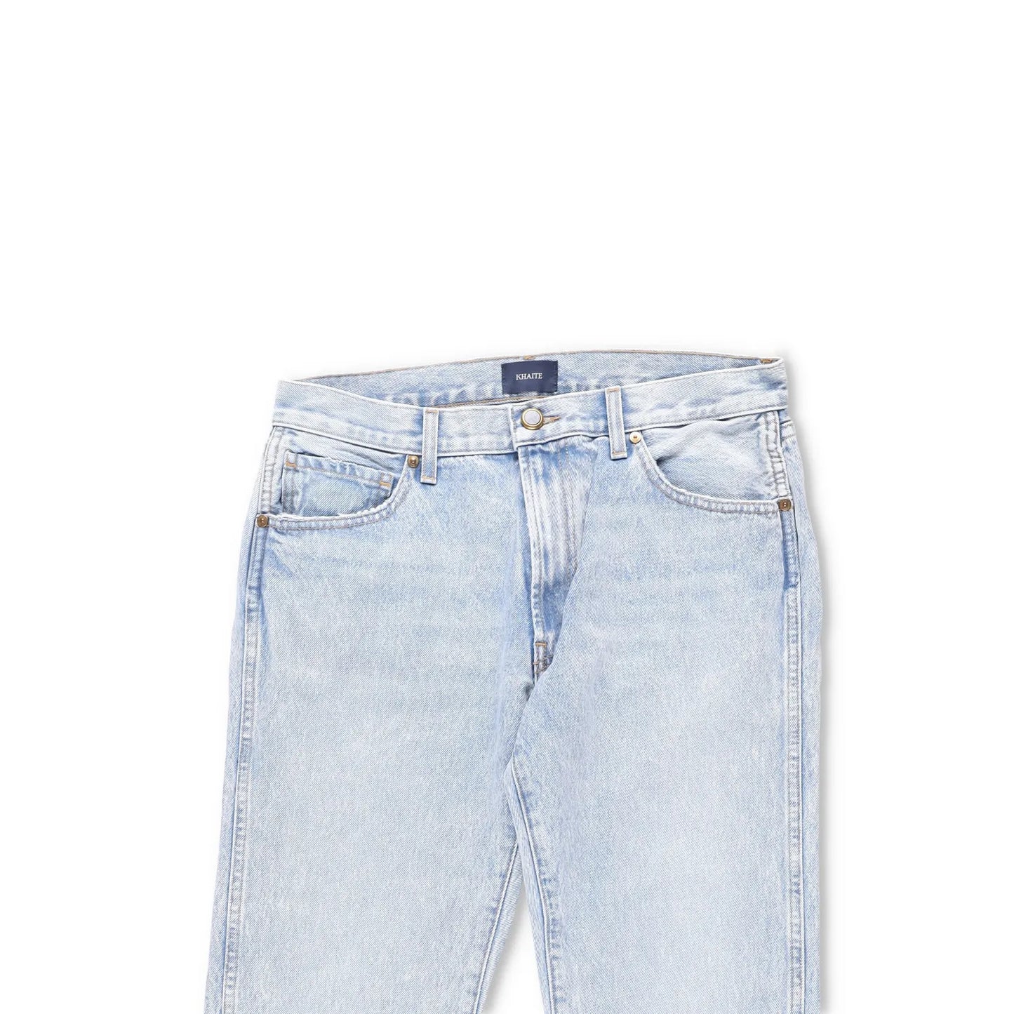 KHAITE Womens Straight Denim Jeans Light Wash Blue Button Comfort Size 28 RRP450 — View 2