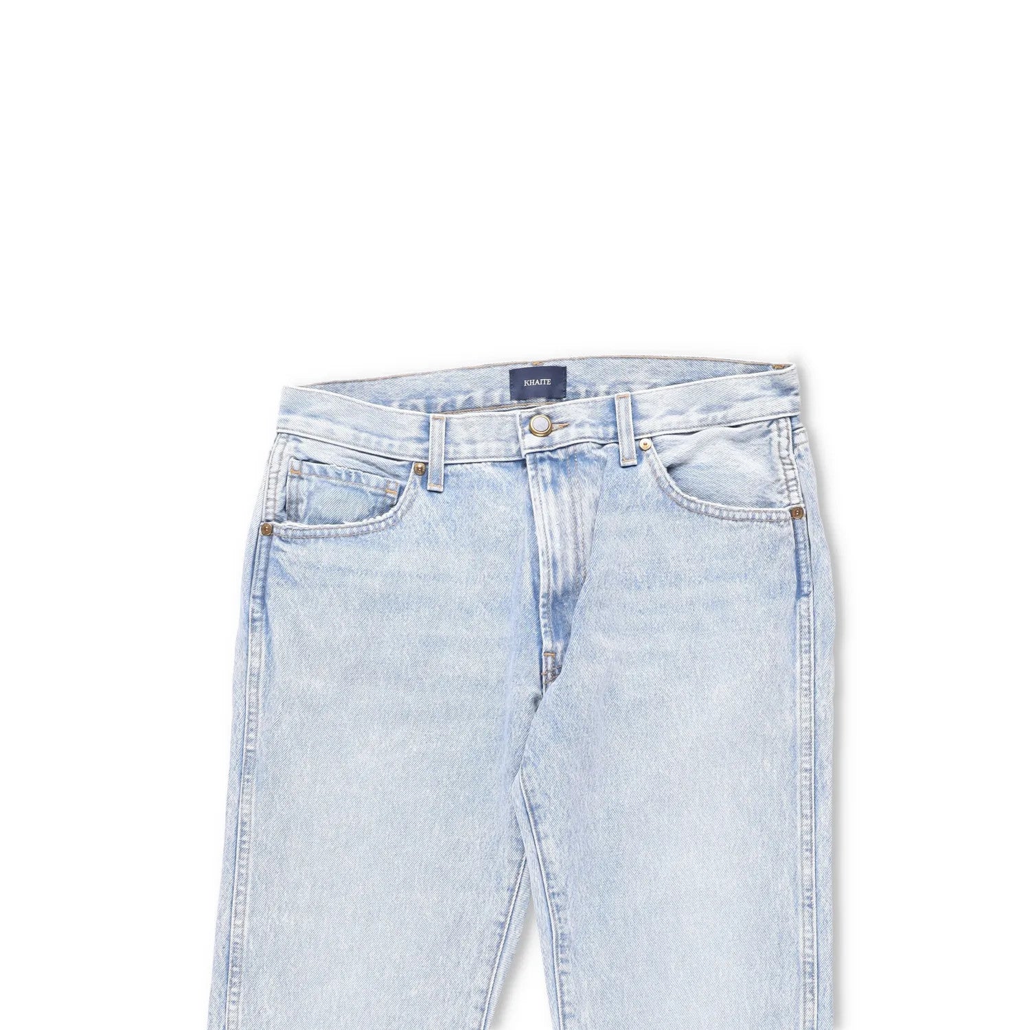 KHAITE Womens Straight Denim Jeans Light Wash Blue Button Comfort Size 28 RRP450 — View 2